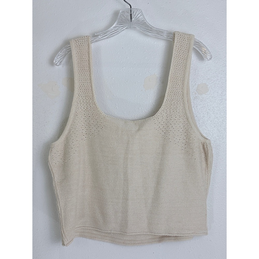 NWT  Pilcro Anthropologie Floral Intarsia Knit Tank Top Cream XL - Picture 5 of 11